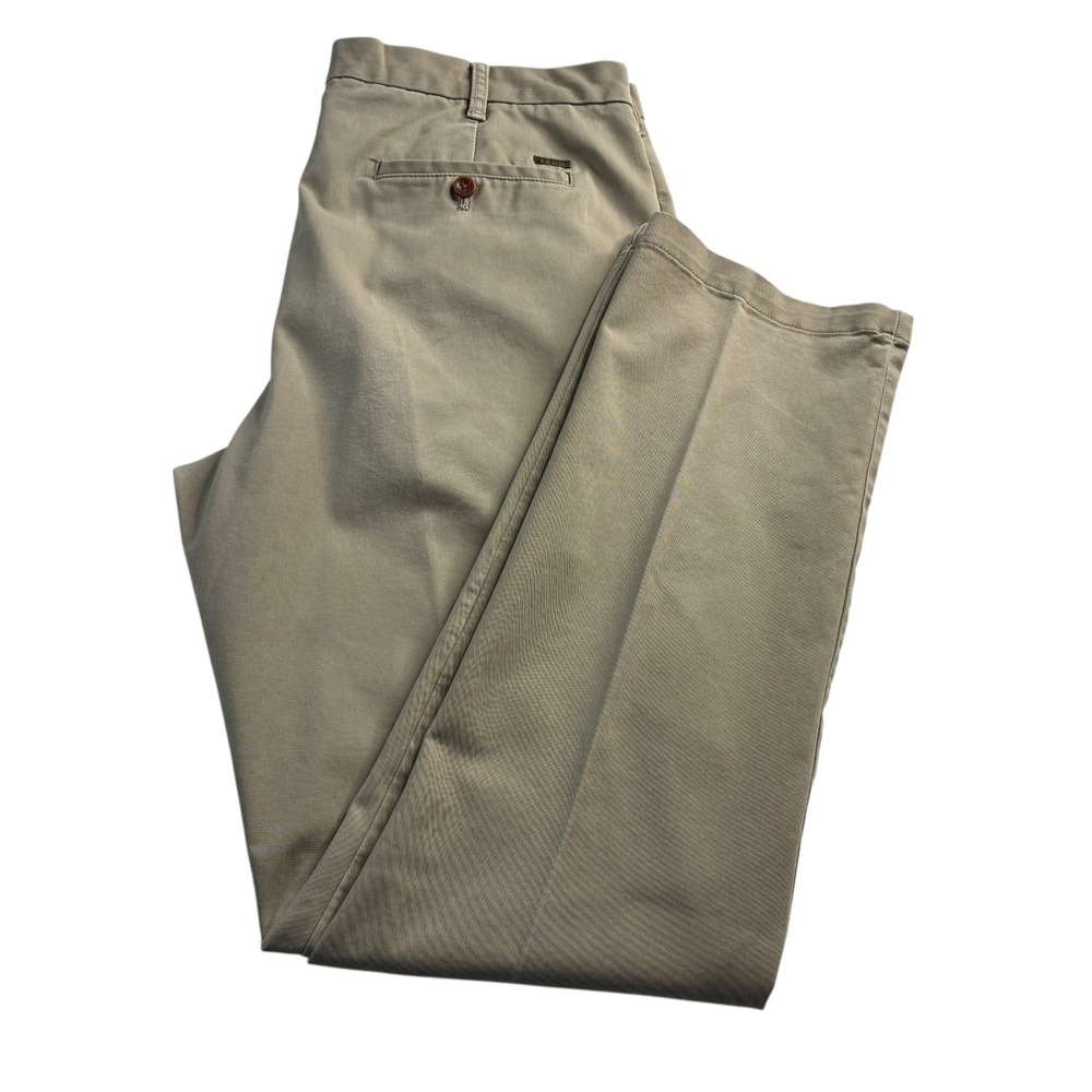 IZOD Pants Men's 36x33 Khaki Chino Straight Leg Relaxed Fit Preppy Classic Retro